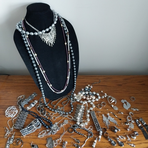 Silver and Gray Statement Jewelry Lot - Picture 2 of 14